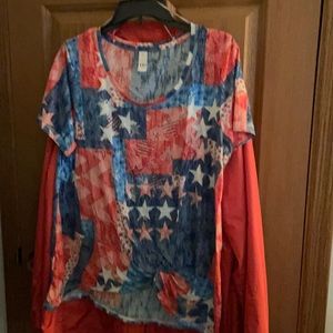 Patriotic blouse, red white & blue T/O XL